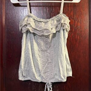 Aeropostale Lace Trim Camisole in Gray